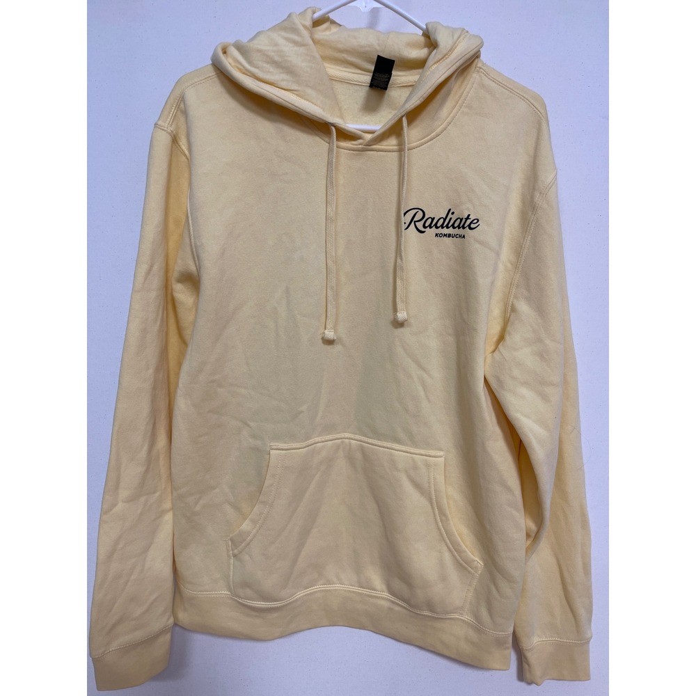 Radiate Kombucha District VIT Fleece Hoodie Yellow Mens Medium Probiotic Graphic